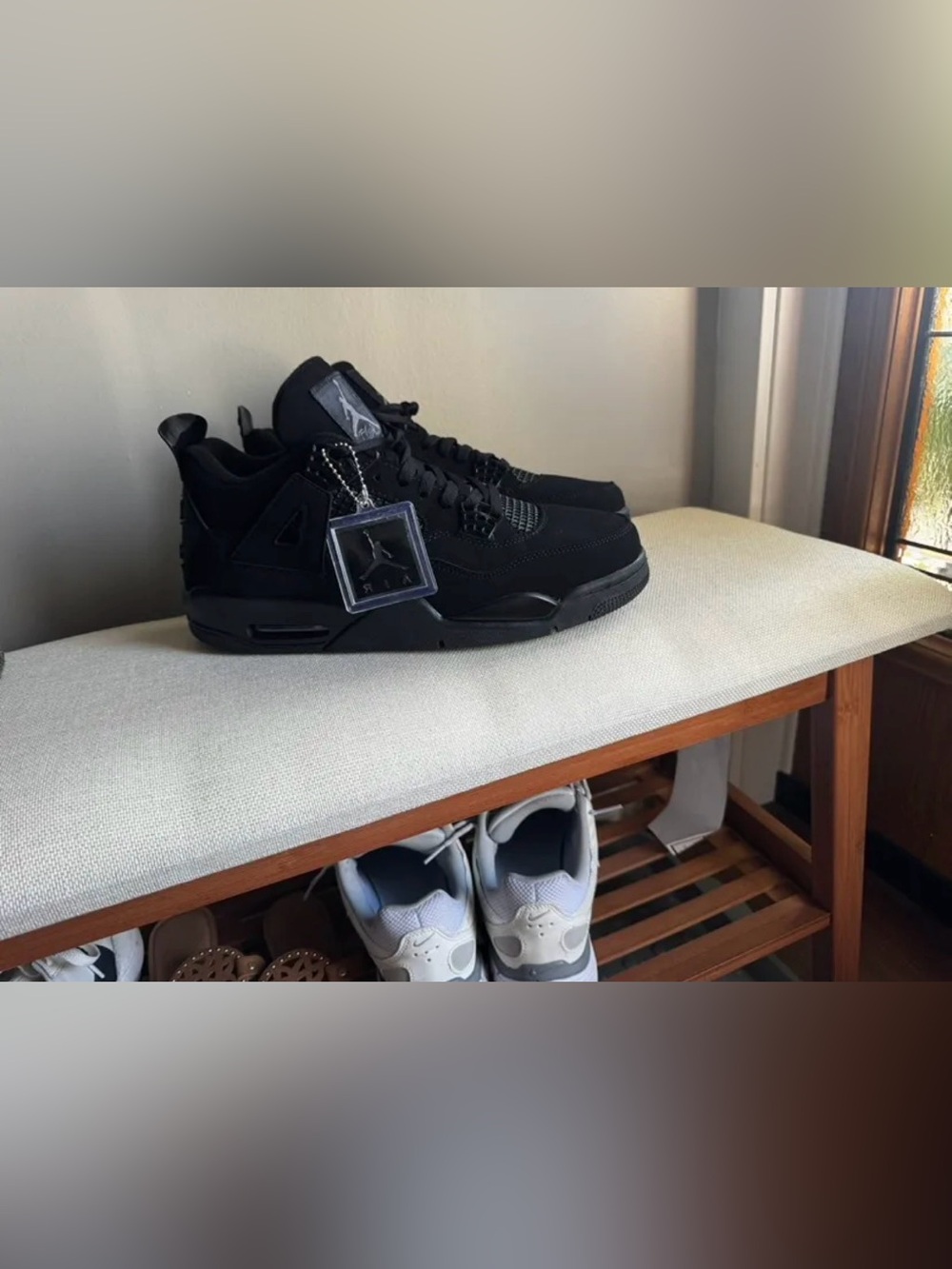 Air Jordan 4 Black Cat 2025 Suede Mesh Low-Top Sneakers